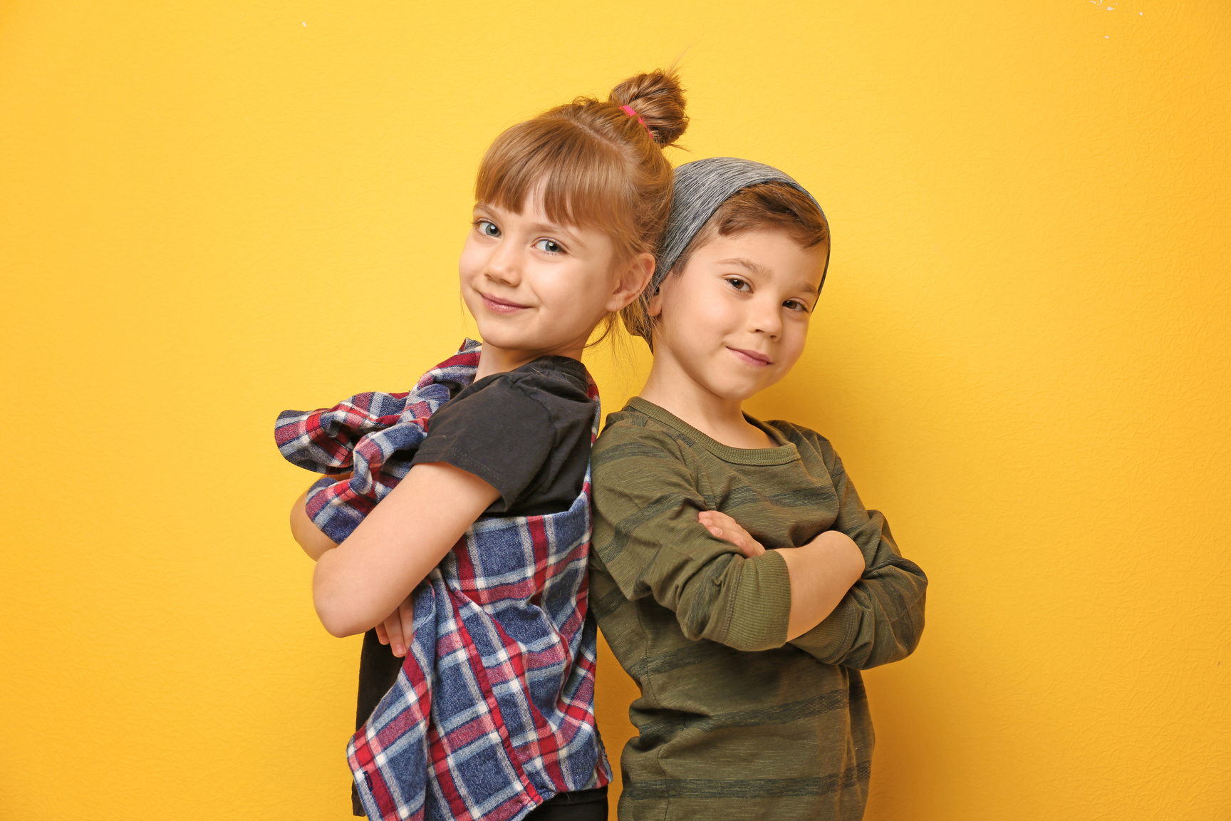 Stylish Children on Yellow Background