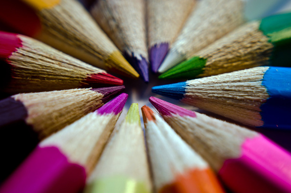 Close-up of Colored Pencil Tips